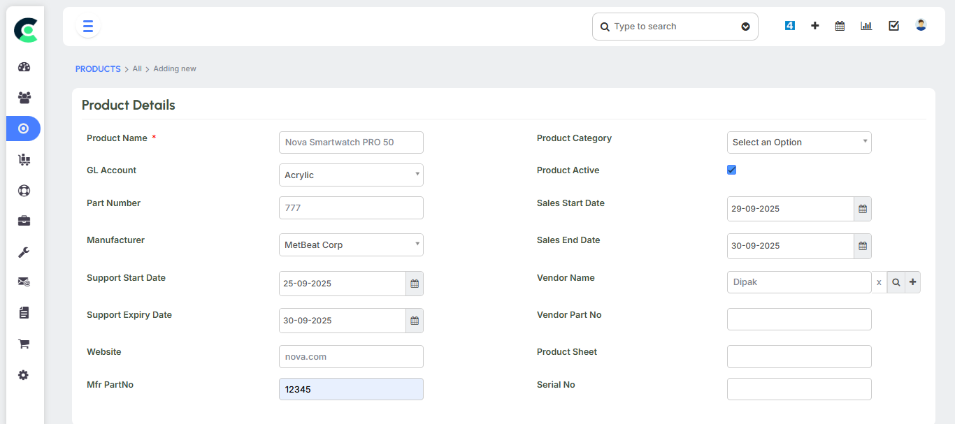 Add Product Details